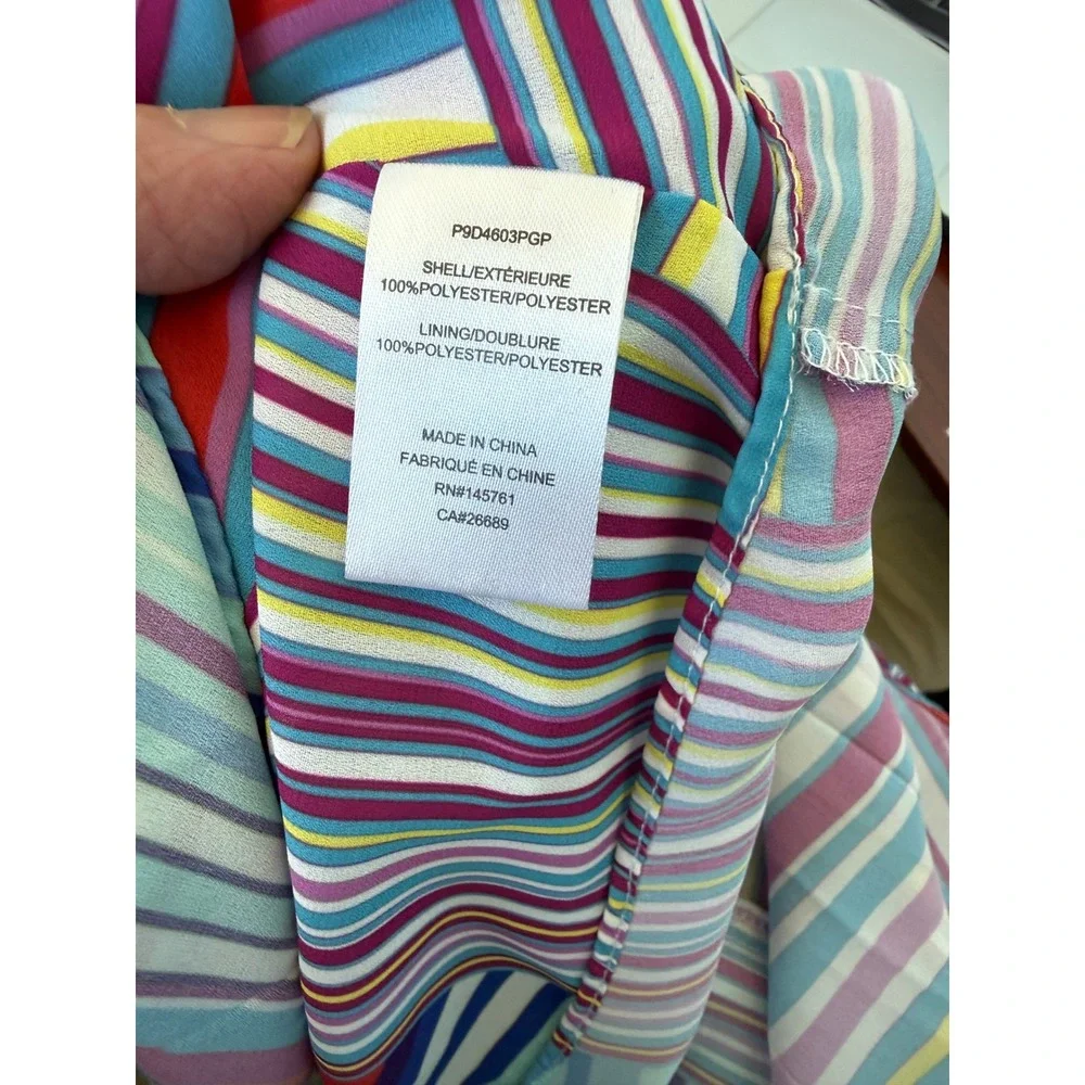Parker Multicolor Pleated Midi Fit and Flare Dress Sweetheart Neckline Size‎ 2
